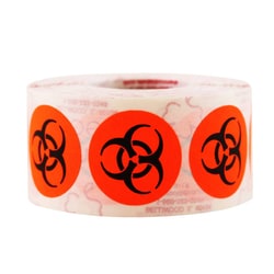 Research Products International Corp BioHazard Symbol, 1" dia, 1000/rl,