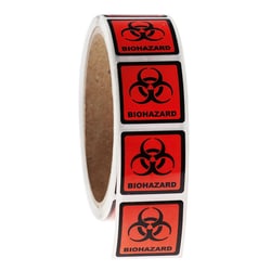 Research Products International Corp Biohazard Cryogenic Warning Labels â€“ 1.125â€³ x 1.125â€³, 250/roll