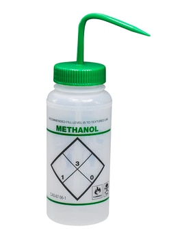 Research Products International Corp Safety Vented Solvent Wash Bottles, 16oz, Methanol, 3 per Case