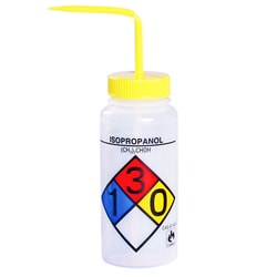 Research Products International Corp Right-To-Know Safety Wash Bottles, Isopropanol, Yellow Cap, 4 per Case