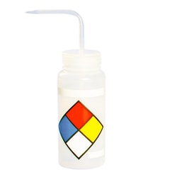 Research Products International Corp Right-To-Know Safety Wash Bottles, Label Your Own Bottle, Natural Color Cap, 4 per Case