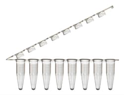 Research Products International Corp UltraFlux EZ Hinge PCR Tube Strips, White Tube with Clear Caps, 125 Strips of 8 Tubes per Package