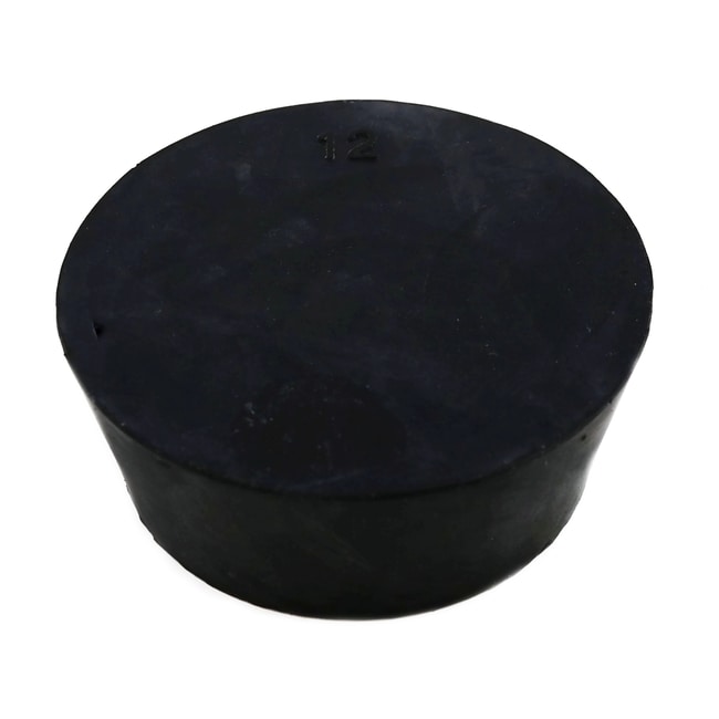 Research Products International Corp Laboratory Grade Rubber Stopper, Black  SBR Rubber, Size #12, 64 x 54 x 25mm, 5 per Package