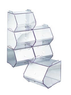 Research Products International Corp Dispensing Bin, Stackable, Unbreakable PETG, Interlocking Design, Magnetic Door