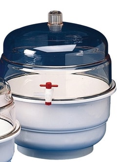 Research Products International Corp SPACE SAVER Polycarbonate Vacuum Desiccator with White Polypropylene Bottom, 0.31 cu. ft.