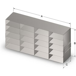 Research Products International Corp&nbsp;Upright Freezer Rack for 2 Inch High Boxes, 20 Box Capacity, 4 x 5 Array, 22 1/8 x 5 1/2 x 11 1/2H (Inches)