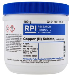 Research Products International Corp&nbsp;Copper (II) Sulfate Anhydrous [Cupric Sulfate], 100 Grams