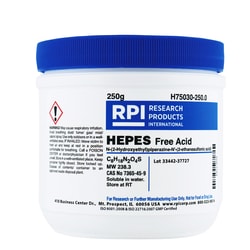 Research Products International Corp&nbsp;HEPES, Free Acid [N-(2-Hydroxyethyl) piperazine N'-(2-ethanesulfonic acid)], 250 Grams
