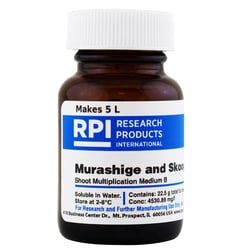 Research Products International Corp&nbsp;Murashige & Skoog Shoot Multiplication Medium B, 22.5 Grams of Powder, Makes 5 Liters of Solution