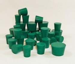 Research Products International Corp&nbsp;Laboratory Grade Rubber Stoppers, Green Neoprene Rubber, Size #9, 45 x 37 x 25mm, 10 per Package