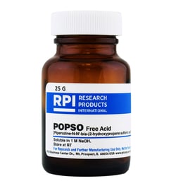 Research Products International Corp&nbsp;POPSO, Free Acid, [Piperazine-N-N'-bis(hydroxypropane sulfonic acid)], 25 Grams