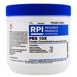 Research Products International Corp&nbsp;PBS [Phosphate Buffered Saline], 10X Powder Concentrate, White Granular Powder, 1 Liter
