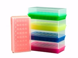Research Products International Corp Flipper Junior Work Racks with Lids, Assorted Fluorescent Colors, 5 per Package