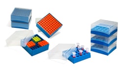 Research Products International Corp Tube Freezer Boxes for 1.5-2.0ml Tubes, 5 1/2 x 5 1/2 x 2 Inches, 4 per Case