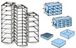 Research Products International Corp&nbsp;Upright Freezer Rack for 3 Inch High Boxes, 12 Box Capacity, 4 x 3 Array, 5 1/2 x 22 x 9 5/8H Inches