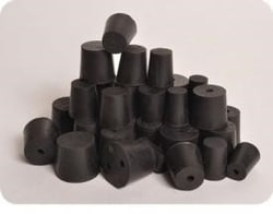 Research Products International Corp&nbsp;Laboratory Grade Rubber Stopper, Black SBR Rubber, Size #9, 45 x 37 x 25mm, 10 per Package