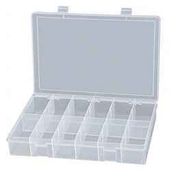 Grainger Compartment Box, Clear, 2 5/16 in H x 9 inL x 13 1/8 in W, each