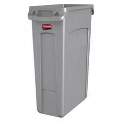 Grainger 23 gal Rectangular Trash Can, Plastic, Gray, Quantity: Each of