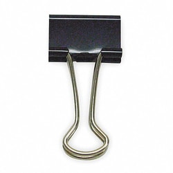 Grainger 1 1/4 in Metal Binder Clip, Black, 24 PK, Quantity: Pack of 1