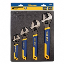 Grainger Adjustable Wrench Sets, Alloy Steel, Chrome, Jaw Capacity 1 in,