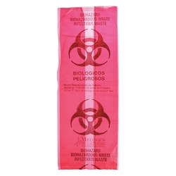 Grainger Biohazard Bags, 5 gal., Polyethylene, Red, Infectious Waste Biohazard, PK 200