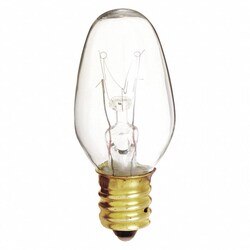 Grainger Incandescent Bulb, C7, Candelabra Screw (E12), Lumens 35 lm, Watts