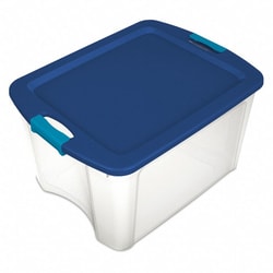 Grainger Storage Tote, Color Clear/Blue, Outside Height 9 1/4 in, Outside