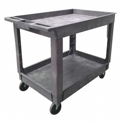 Grainger Utility Cart with Deep Lipped Plastic Shelves, 500 lb Load Capacity,