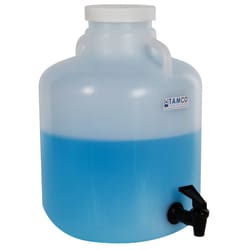 US Plastic Corporation 2-1/2 Gallon Nalgene Wide Mouth LDPE Carboy Modified by Tamco with a Fast Draw Off Spigot