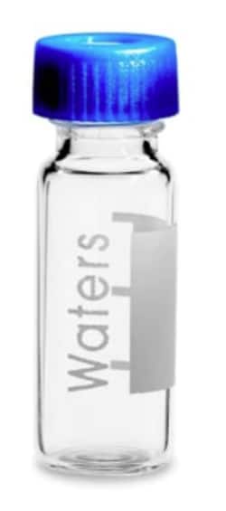 Waters Corp Clear Glass 12 x 32 mm Screw Neck Vial with, Cap and Preslit PTFE/Silicone  Septum 100/pk