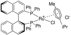 Strem, An Ascensus Company CAS# 130004-33-0. 250mg. Chloro[(S)-(-)-2,2'-bis(diphenylphosphino)-1,1'-binaphthyl](p-cymene)ruthenium(II)