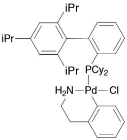 Strem, An Ascensus Company&nbsp;CAS# 1334385-47-5. 250mg. Chloro(2-dicyclohexylphosphino-2',4',6'-tri-i-propyl-1,1'-biphenyl)[2-(2-aminoethyl)phenyl] palladium(II) methyl-t-butylether adduct, min. 98% [XPhos Palladacycle Gen. 1]. MFCD11045094