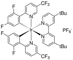 Strem, An Ascensus Company CAS# 870987-63-6. 250mg. (4,4'-Di-t-butyl-2,2'-bipyridine)bis[3,5-difluoro-2-[5-trifluoromethyl-2-pyridinyl-kN)phenyl-kC]iridium(III)