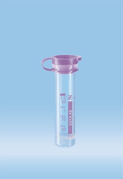 Sarstedt Inc Push Cap Micro Tube, 1.3ml, EDTA, 100/Pack, Quantity: Pack