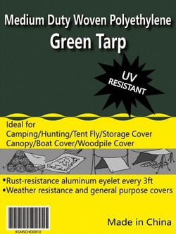Value Collection KSMSCHD0810 Green Medium Duty 8' x 10' Polyethylene Tarp/Dust Cover 9-10 mil, with Grommets