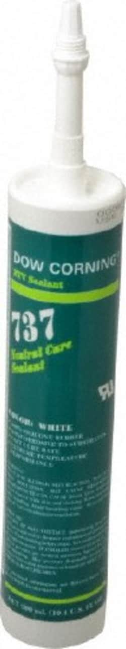 MSC Dow Corning 99180646 10.1 oz Cartridge White RTV Silicone Joint Sealant -85 to 350°F Operating Temp, 14 min Tack Free Dry Time, 24 hr Full Cure Time, Series 737
