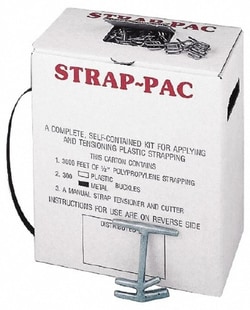 MSC&nbsp;Value Collection SP-W 3,000 Foot Long x 1/2 Inch Wide x 0.015 Inch Thick, Economy Polyproylene Strapping Kit 260 Lbs Tensile Strength, Contains Self Dispensing Box, Polypropylene Strapping, 300 Metal Buckles and Tensioning Cutting Tool