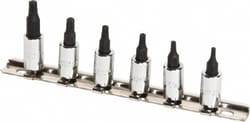 MSC Proto J4739C 6 Piece 1/4" Drive Torx Bit Socket Set T10 to T30 Torx,