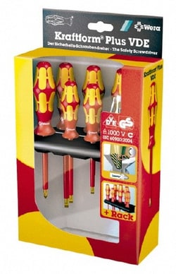 MSC Wera 05006145001 6 Piece Phillips & Slotted Screwdriver Set Round Shank, Ergonomic Handle, Bit Sizes: Philips #1 & #2