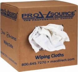MSC PRO-SOURCE PSR020-W48-PU25 Reclaimed Cotton T-Shirt Rag Low Lint, White, 3 to 4 Pieces per Lb, Comes in Box