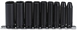 MSC Proto J72112 9 Pc 3/8" Drive Deep Impact Socket Set 1/4 to 3/4", 6