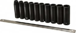 MSC Proto J74212 10 Pc 1/2" Drive Deep Impact Socket Set 10 to 19mm, 6