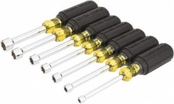 MSC Klein Tools 631 7 Piece 3/16 to 1/2" Nutdriver Set Hollow Shaft, Cushion