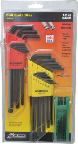 MSC Bondhus 14132 30 Piece Hex Key Set Hex Range 0.05 to 3/8", Protanium,