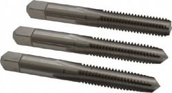 MSC Hertel K008925AS 3/8-16 UNC, 4 Flute, Bottoming, Plug & Taper, Bright Finish, High Speed Steel Tap Set 2-15/16