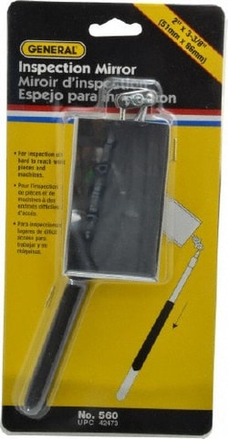 MSC General 560 16" Overall Length, Rectangular Glass Inspection Mirror