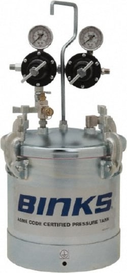 MSC Binks 83C-220 Paint Sprayer Pressure Tank 2.8 Gallon ASME with 2 Regulators,