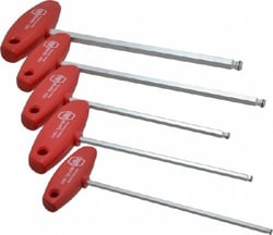 MSC Wiha 54090 5 Piece T-Handle Ball End Hex Key Set Hex Range 4 to 10mm,