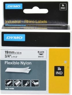 MSC Rhino 18489 3/4" x 11-1/2' White Nylon Flexible Tape For DYMO brand