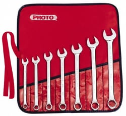 MSC Proto J1200HASD 7 Pc, 3/8 - 3/4", Combination Wrench Set Satin Finish,